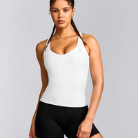 UnifiedMove™ V Neck Cross Back Tank Top with Reflective Logo | White