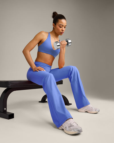 UnifiedMove™ Wrap Flared Pants with Reflective Logo | Glaucous Blue