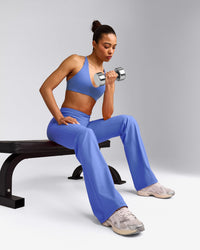 UnifiedMove™ Wrap Flared Pants with Reflective Logo | Glaucous Blue