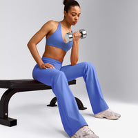 UnifiedMove™ Wrap Flared Pants with Reflective Logo | Glaucous Blue