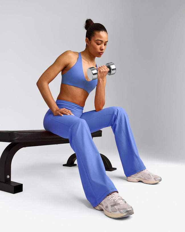 UnifiedMove™ Wrap Flared Pants with Reflective Logo | Glaucous Blue