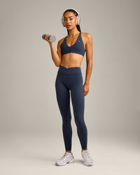 UnifiedMove Wrap Leggings with Reflective Logo | True Blue