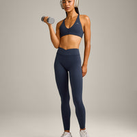 UnifiedMove Wrap Leggings with Reflective Logo | True Blue