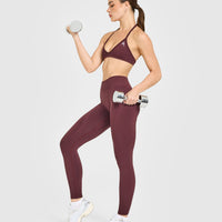 EnhanceLift™ Seamless Leggings with White Logo | Velvet Mocha