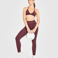 EnhanceLift™ Seamless Minimal Halter Neck Bralette with White Logo | Velvet Mocha