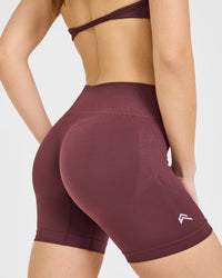 EnhanceLift™ Seamless Shorts with White Logo | Velvet Mocha