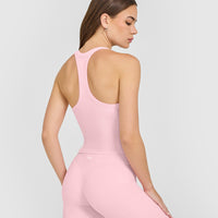 Mellow™ Rib Racer Back Mid Vest with Built in Bra Shelf | Petal Pink