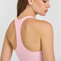 Mellow™ Rib Racer Back Mid Vest with Built in Bra Shelf | Petal Pink