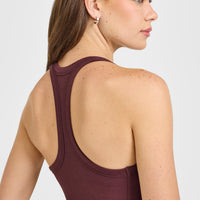 Mellow™ Rib Racer Back Mid Vest with Built in Bra Shelf | Velvet Mocha