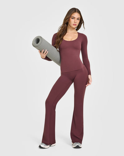 SoftMotion™ Flared Pants with White Logo Velvet Mocha | Oner Active US