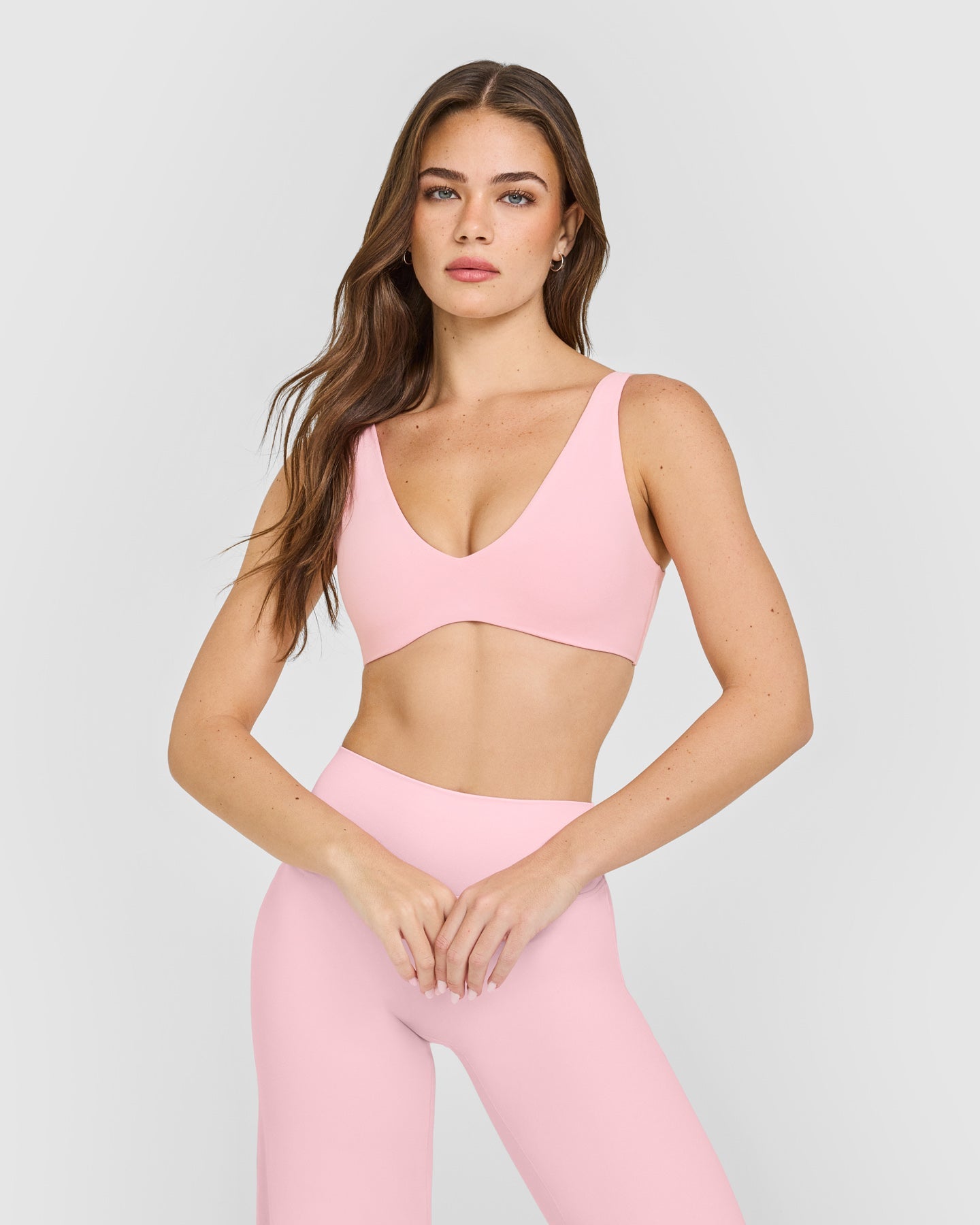 SoftMotion™ Scoop Back Bralette with White Logo | Cherry Blossom Pink