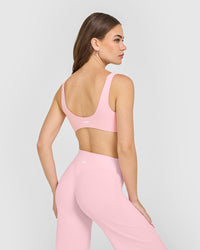 SoftMotion™ Scoop Back Bralette with White Logo | Cherry Blossom Pink