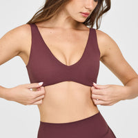 SoftMotion™ Scoop Back Bralette with White Logo | Velvet Mocha