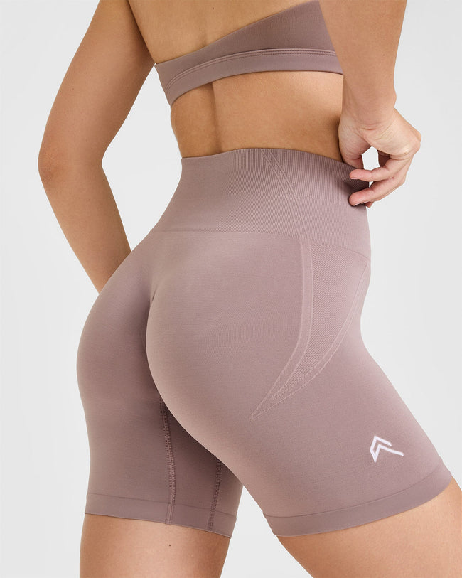 EffortlessLift™ Seamless Shorts with White Logo | Dusty Purple