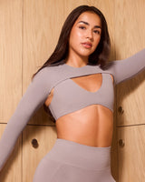 SoftMotion™ Shrug Cover with White Logo | Dusty Purple