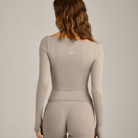 FormeSoft™ Fitted Off-The-Shoulder Long Sleeve Top | Warm Sand