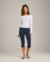 FormeSoft™ Fitted Off-The-Shoulder Long Sleeve Top | White