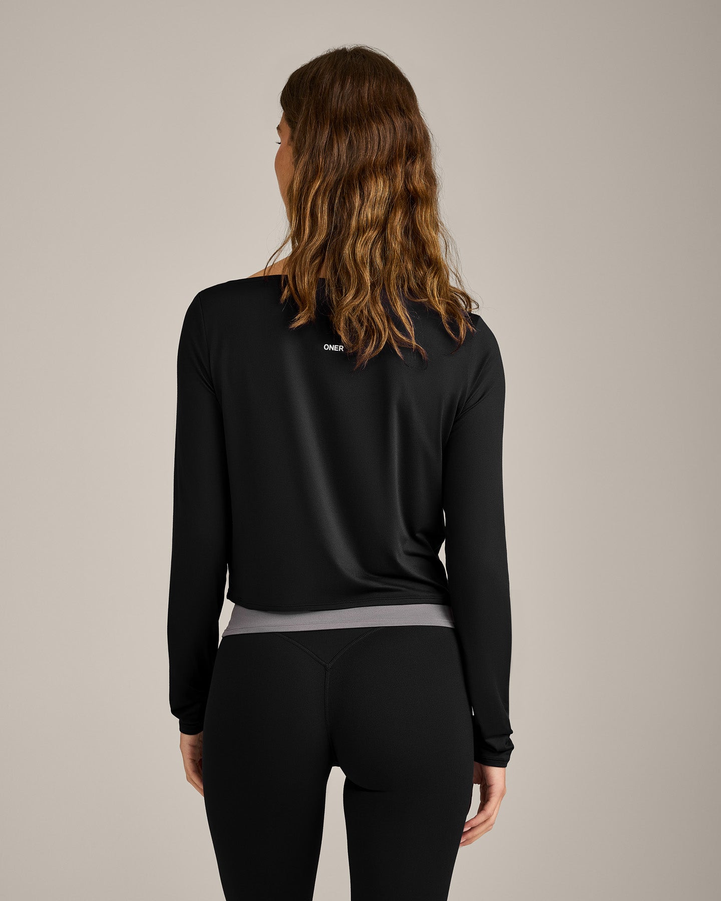 FormeSoft™ Relaxed Slash Neck Long Sleeve Top | Black