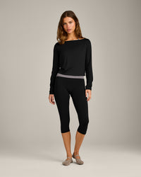 FormeSoft™ Relaxed Slash Neck Long Sleeve Top | Black