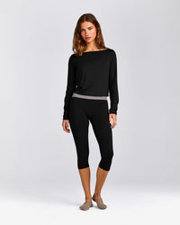 FormeSoft™ Relaxed Slash Neck Long Sleeve Top | Black