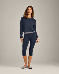 FormeSoft™ Relaxed Slash Neck Long Sleeve Top | True Blue
