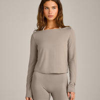 FormeSoft™ Relaxed Slash Neck Long Sleeve Top | Warm Sand