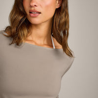 FormeSoft™ Relaxed Slash Neck Long Sleeve Top | Warm Sand