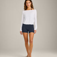 FormeSoft™ Relaxed Slash Neck Long Sleeve Top | White