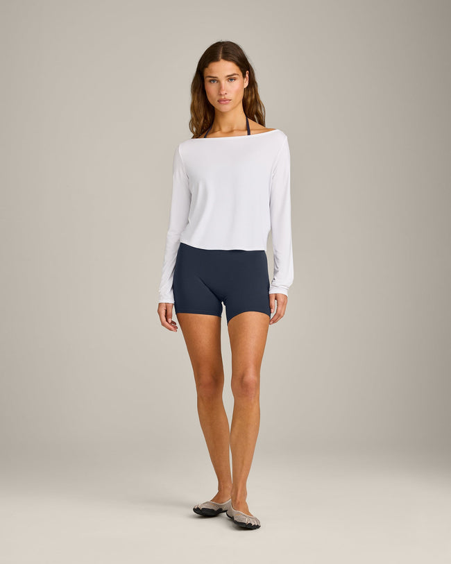 FormeSoft™ Relaxed Slash Neck Long Sleeve Top | White
