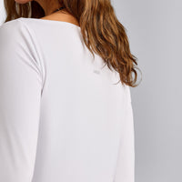 FormeSoft™ Relaxed Slash Neck Long Sleeve Top | White