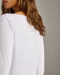 FormeSoft™ Relaxed Slash Neck Long Sleeve Top | White