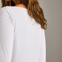 FormeSoft™ Relaxed Slash Neck Long Sleeve Top | White