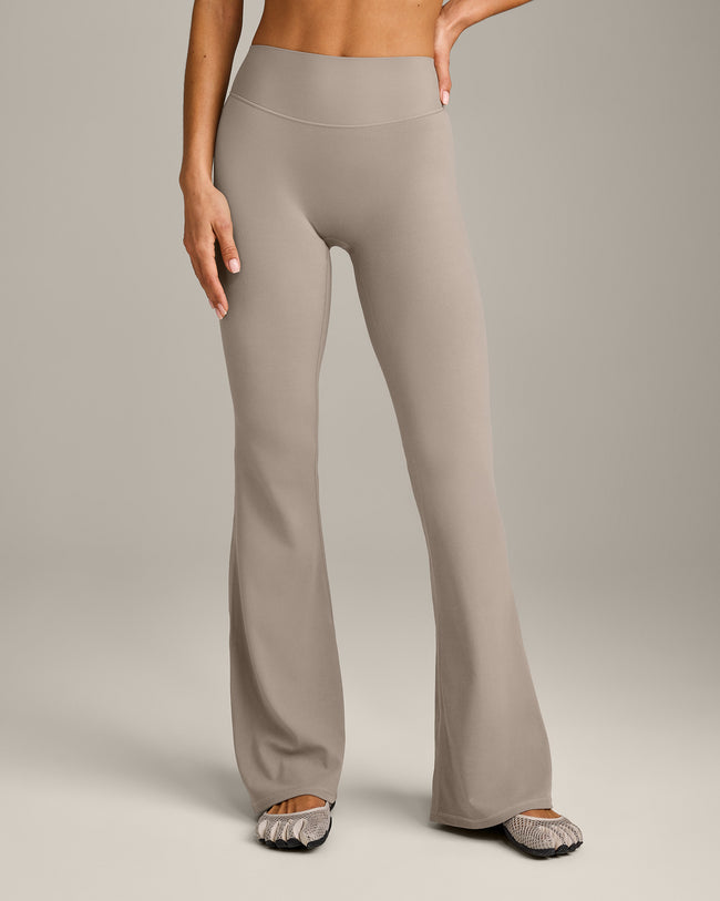 SoftMotion™ Flared Pants with White Logo | Warm Sand