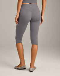SoftMotion™ High Waisted Capri Leggings with Gray Logo | Ash Gray