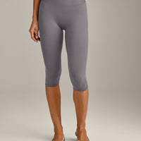 SoftMotion™ High Waisted Capri Leggings with Gray Logo | Ash Gray