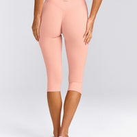 SoftMotion™ High Waisted Capri Leggings with Gray Logo | Peach Orange