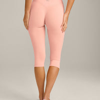 SoftMotion™ High Waisted Capri Leggings with Gray Logo | Peach Orange