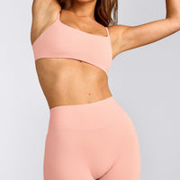 SoftMotion™ High Waisted Capri Leggings with Gray Logo | Peach Orange