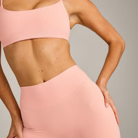 SoftMotion™ High Waisted Capri Leggings with Gray Logo | Peach Orange