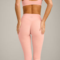 SoftMotion™ High Waisted Capri Leggings with Gray Logo | Peach Orange