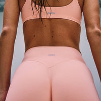 SoftMotion™ High Waisted Shorts 6" with Gray Logo | Peach Orange