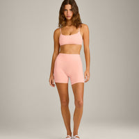 SoftMotion™ High Waisted Shorts 6" with Gray Logo | Peach Orange