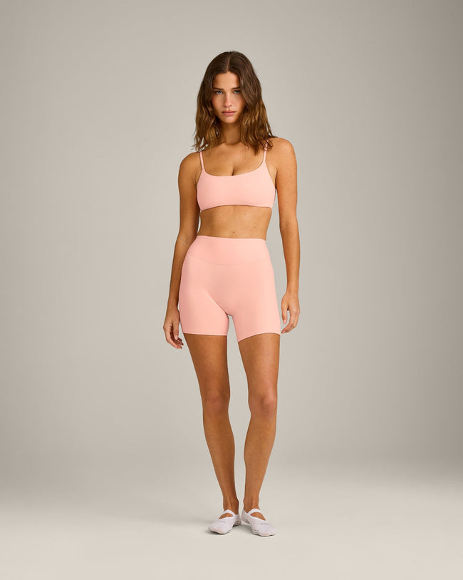 SoftMotion™ High Waisted Shorts 6" with Gray Logo | Peach Orange