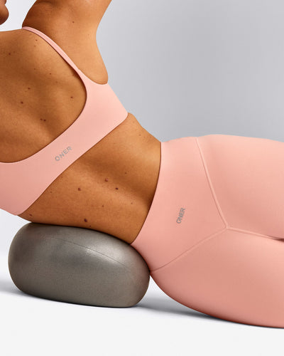 SoftMotion™ High Waisted Shorts 6" with Gray Logo | Peach Orange
