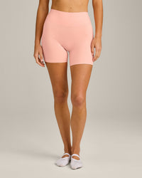 SoftMotion™ High Waisted Shorts 6" with Gray Logo | Peach Orange