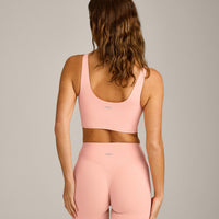 SoftMotion™ Longline Sports Bra with Gray Logo | Peach Orange