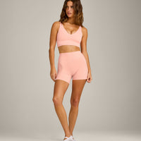 SoftMotion™ Longline Sports Bra with Gray Logo | Peach Orange