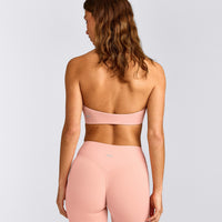 SoftMotion™ Minimal Halter Neck Bralette with Gray Logo | Peach Orange