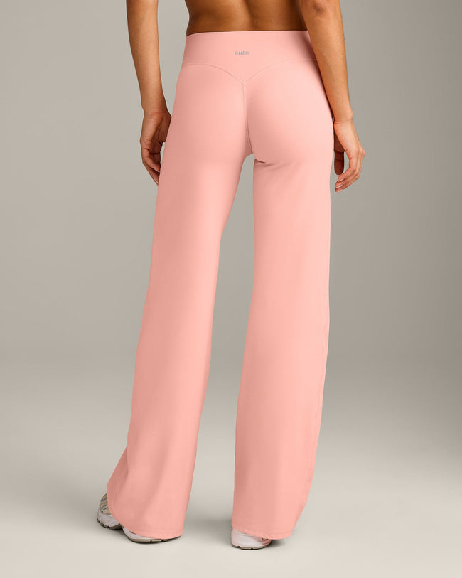 SoftMotion™ Straight Leg Pants with Gray Logo | Peach Orange