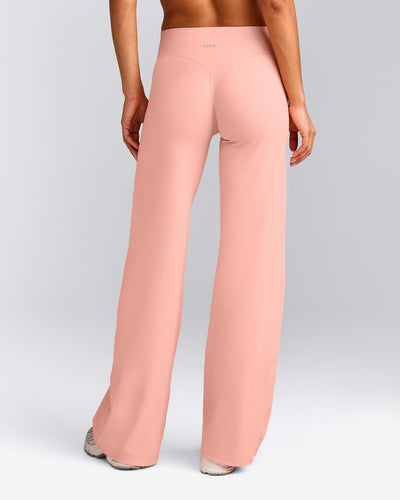 SoftMotion™ Straight Leg Pants with Gray Logo | Peach Orange